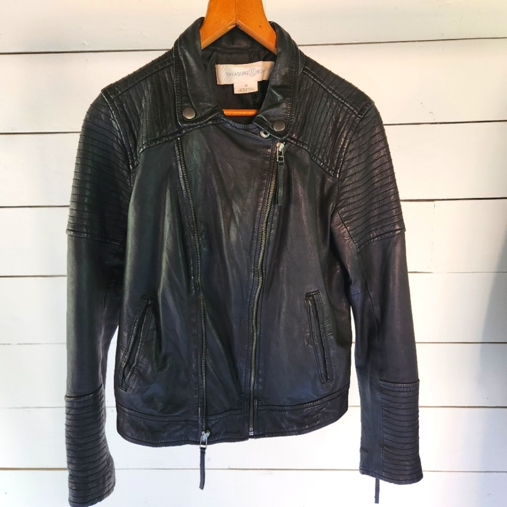 Treasure and Bond Leather Moto Jacket Size M